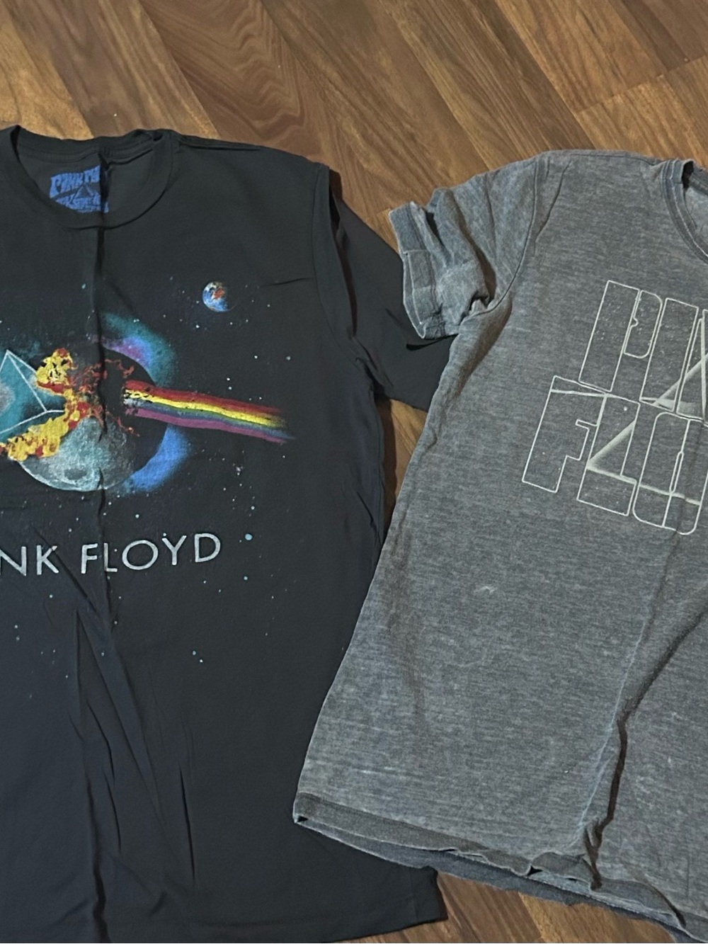 Pink Floyd Black & Grey Graphic Prism Tee with Rainbow Accent